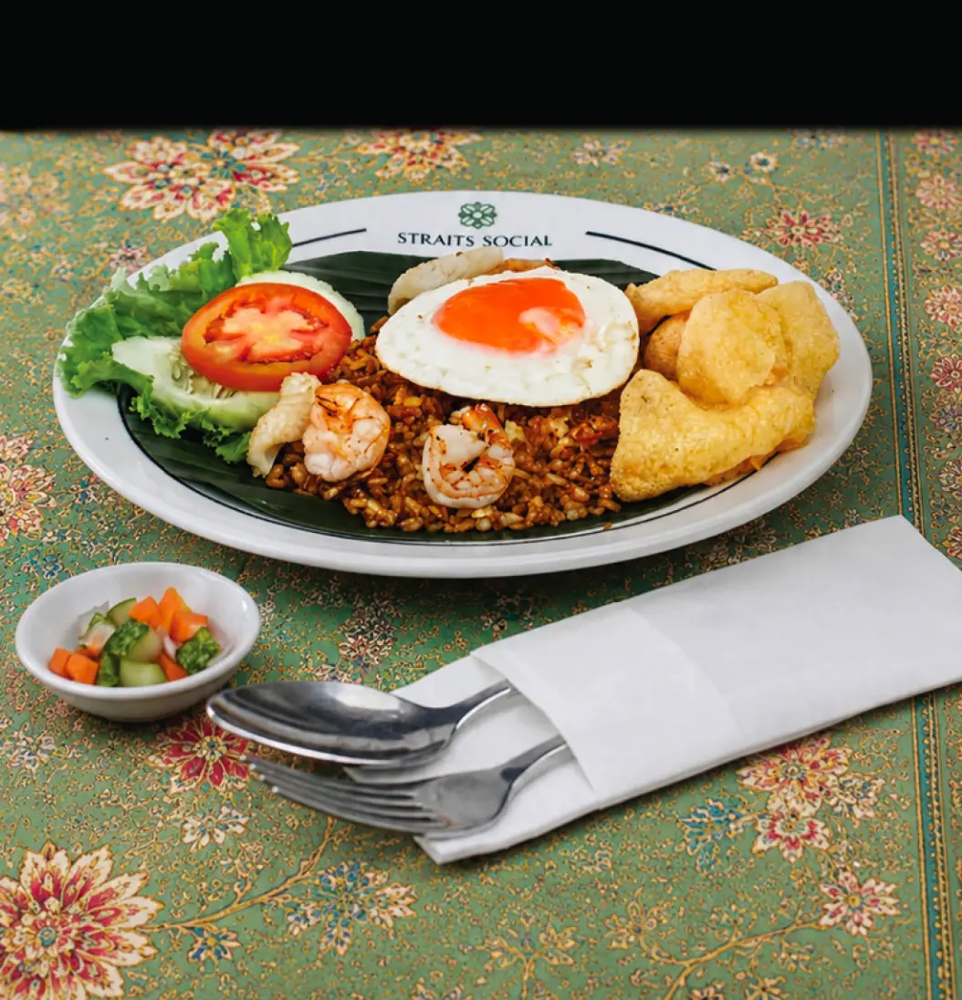 Nasi Goreng Seafood with a fried egg